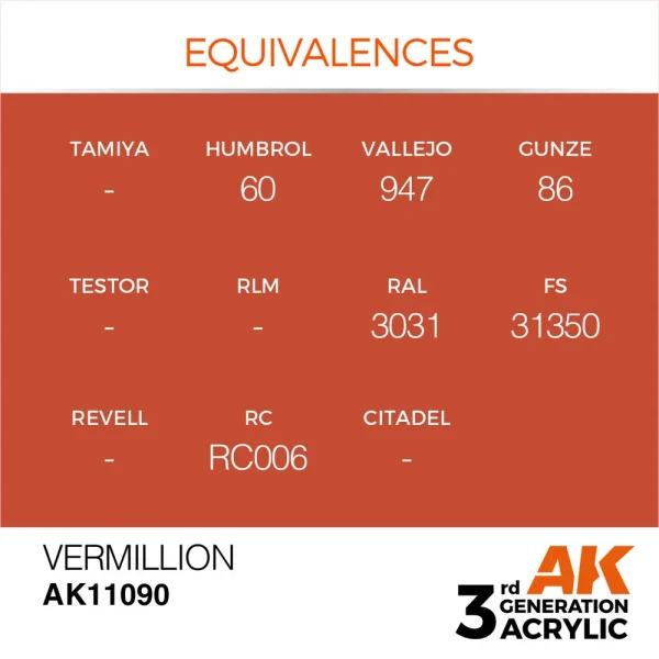 5568303232-1 AK Interactive - Vermillion 17ml - AK11090