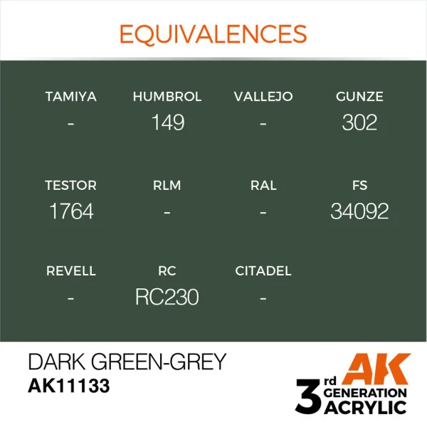 5568303669-1 AK Interactive - Dark Green-Grey 17ml - AK11133