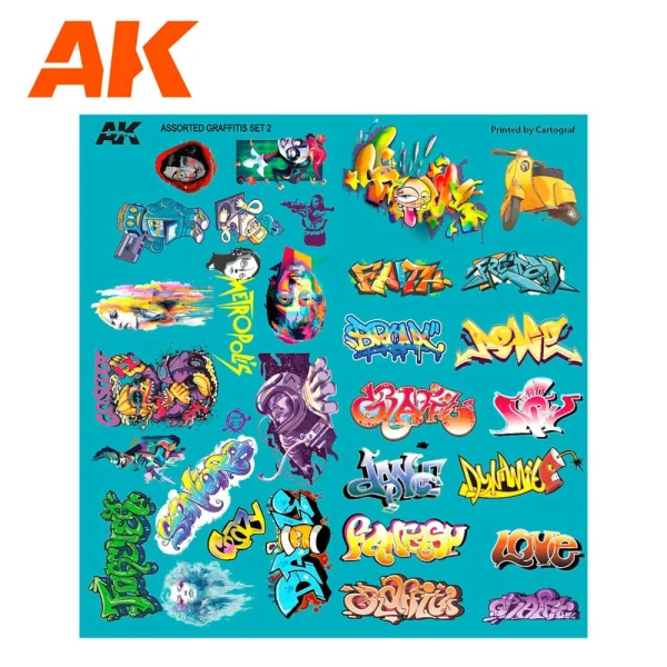 5568307421-1 AK Interactive - SURTIDO DE CALCAS DE GRAFFITIS - AK9091