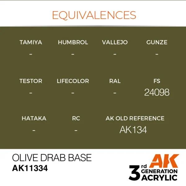 5568309975-1 AK Interactive - Olive Drab Base - AK11334