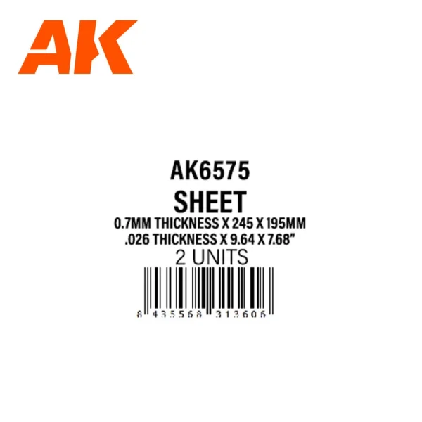5568313606 AK Interactive – 0.7mmthickness x 245 x 195mm – STYRENE SHEET – AK6575 - AK Interactive - Ludik Vault
