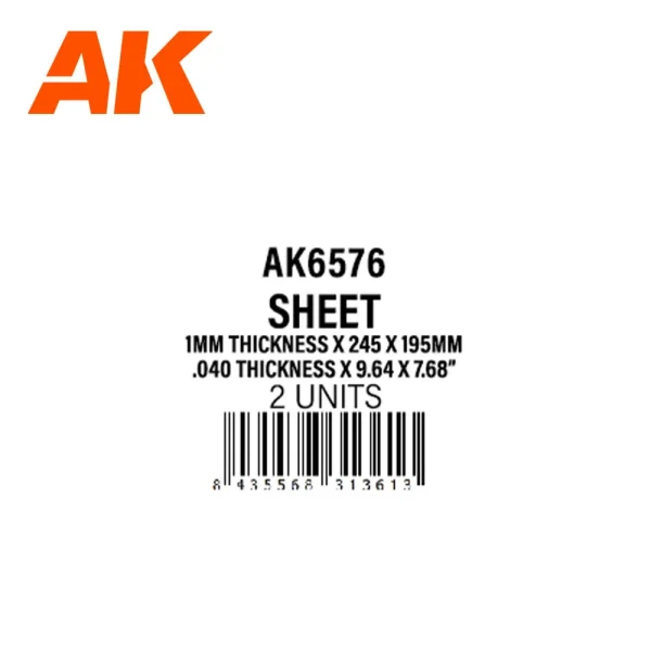5568313613 AK Interactive – 1mmthickness x 245 x 195mm – STYRENE SHEET – AK6576 - AK Interactive - Ludik Vault