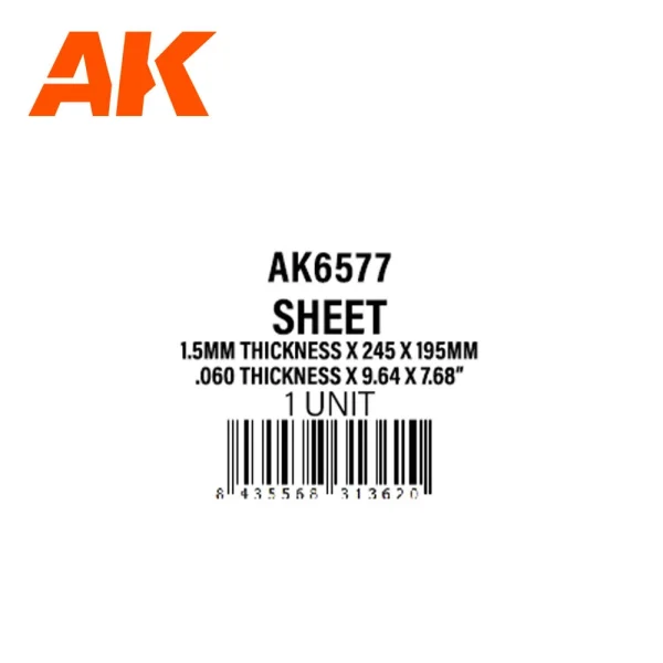 5568313620 AK Interactive – 1.5mmthickness x 245 x 195mm – STYRENE SHEET – AK6577 - AK Interactive - Ludik Vault