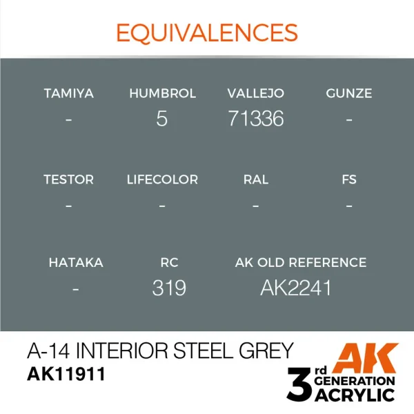 5568315754-1 AK Interactive - A-14 Interior Steel Grey - AK11911
