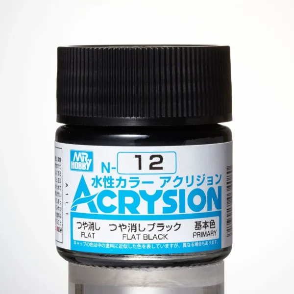 Mr Hobby – Acrysion (10 ml) Flat Black – N-012 - Mr Hobby - Ludik Vault