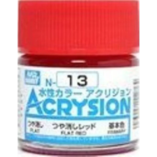 Mr Hobby – Acrysion (10 ml) Flat Red – N-013 - Mr Hobby - Ludik Vault