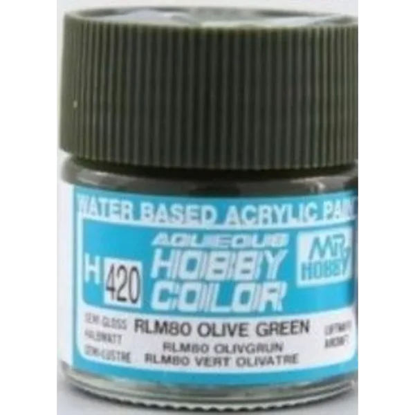 3028505368 Mr Hobby – Aqueous Hobby Colors (10 ml) RLM80 Olive Green – H-420 - Mr Hobby - Ludik Vault
