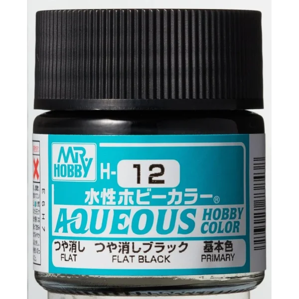 3028738438 Mr Hobby – Aqueous Hobby Colors (10 ml) Flat Black – H-012 - Mr Hobby - Ludik Vault
