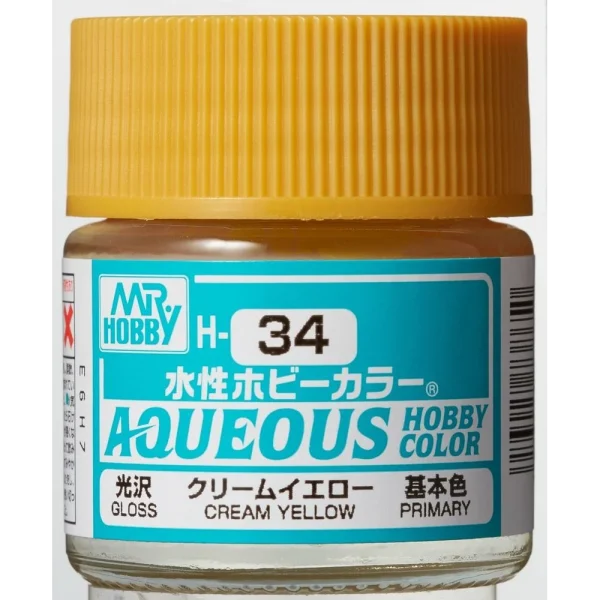 3028738650 Mr Hobby – Aqueous Hobby Colors (10 ml) Cream Yellow – H-034 - Mr Hobby - Ludik Vault