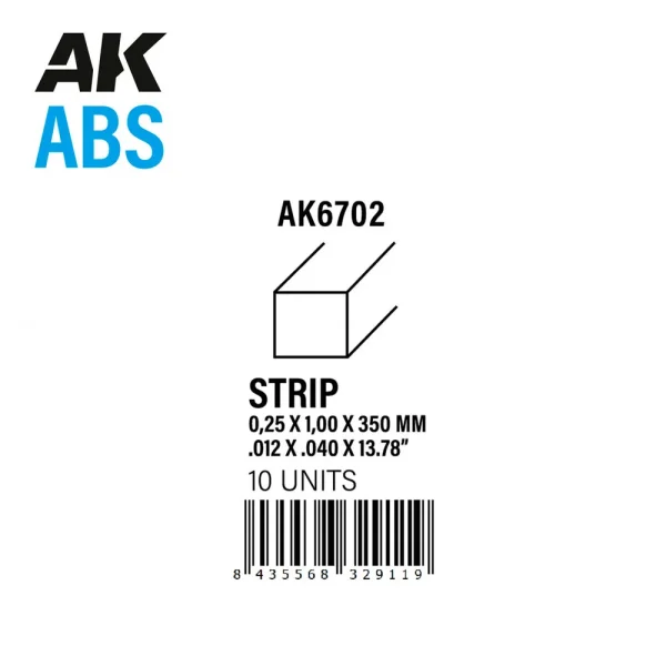 5568329119 AK Interactive – Strips 0.25 x 1.00 x 350mm – ABS STRIP – AK6702 - AK Interactive - Ludik Vault
