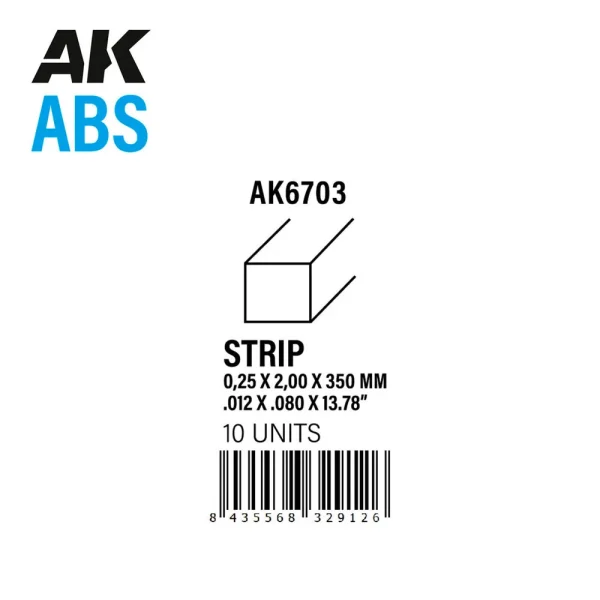 5568329126 AK Interactive – Strips 0.25 x 2.00 x 350mm – ABS STRIP – AK6703 - AK Interactive - Ludik Vault