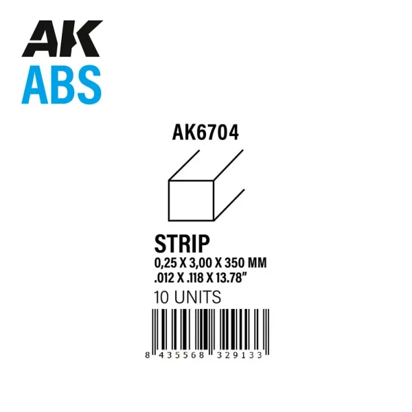 AK Interactive – Strips 0.25 x 3.00 x 350mm – ABS STRIP – AK6704 - AK Interactive - Ludik Vault
