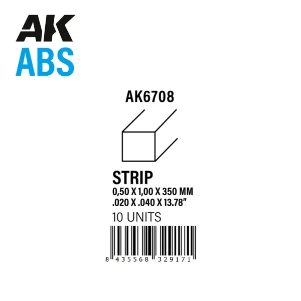 AK Interactive – Strips 0.50 x 1.00 x 350mm – ABS STRIP – AK6708 - AK Interactive - Ludik Vault