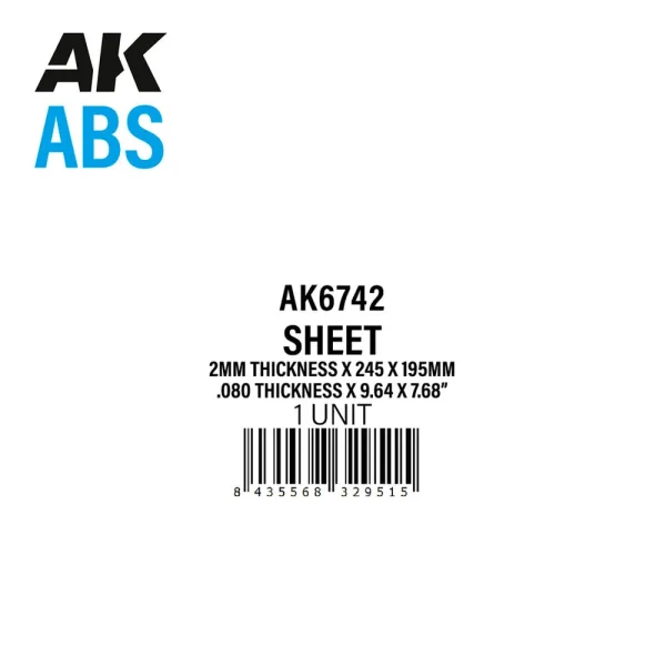 5568329515 AK Interactive – 2mm thickness x 245 x 195mm – ABS SHEET – AK6742 - AK Interactive - Ludik Vault