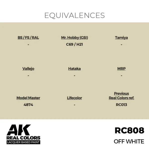 5568335615-1 AK Interactive - Real Colors: Off White 17 ml. - RC808
