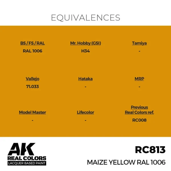 AK Interactive - Real Colors: Maize Yellow RAL 1006 17 ml. - RC813