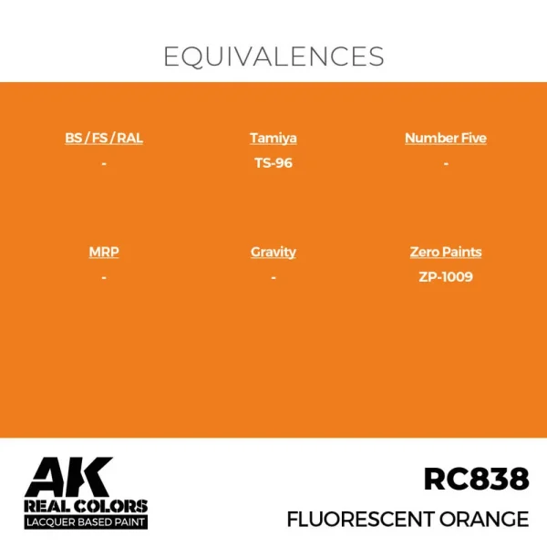 5568335912-1 AK Interactive - Real Colors: Fluorescent Orange 17 ml. - RC838