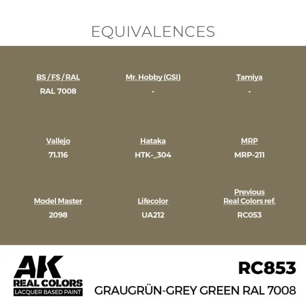 5568336063-1 AK Interactive - Real Colors: Graugrün-Grey Green RAL 7008 17 ml. - RC853