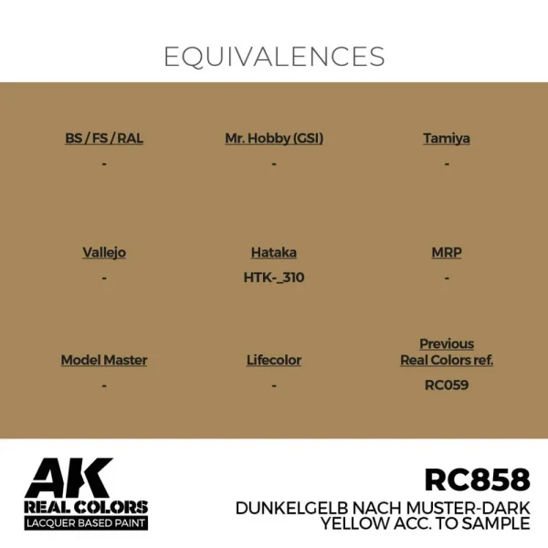 5568336117-1 AK Interactive - Real Colors: Dunkelgelb Nach Muster-Dark Yellow acc. to Sample - RC858