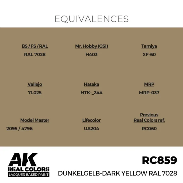 AK Interactive - Real Colors: Dunkelgelb-Dark Yellow RAL 7028 17 ml. - RC859