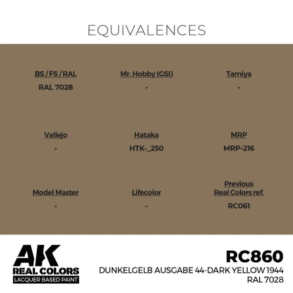 5568336131-1 AK Interactive - Real Colors: Dunkelgelb Ausgabe 44-Dark Yellow 1944 RAL 7028 17 ml. - RC860