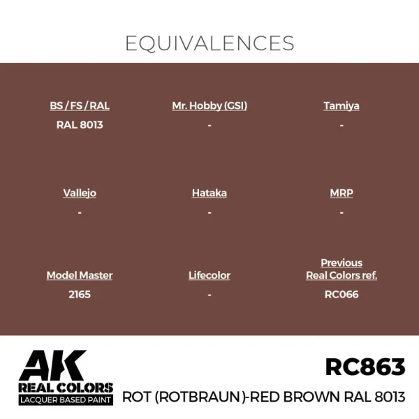 5568336162-1 AK Interactive - Real Colors: Rot (Rotbraun)-Red Brown RAL 8013 17 ml. - RC863