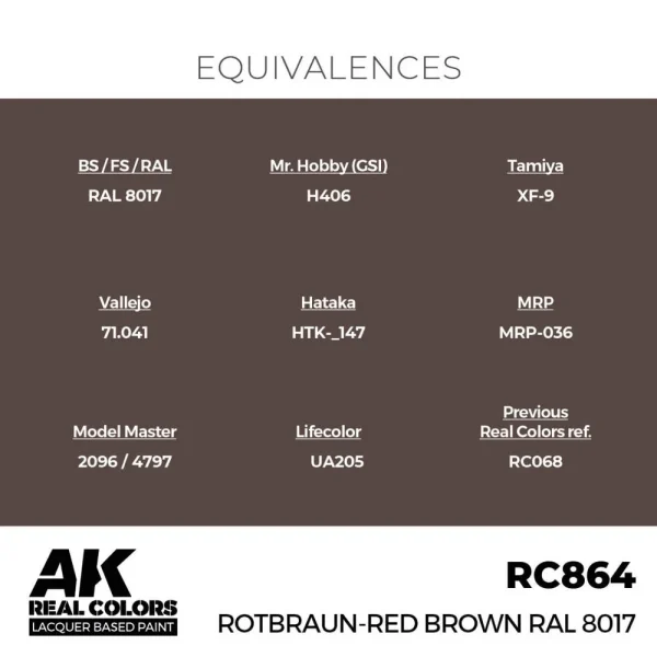 5568336179-1 AK Interactive - Real Colors: Rotbraun-Red Brown RAL 8017 17 ml. - RC864