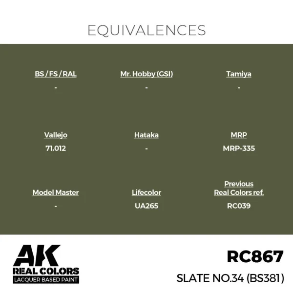 AK Interactive - Real Colors: Slate No.34 (BS381) 17 ml. - RC867