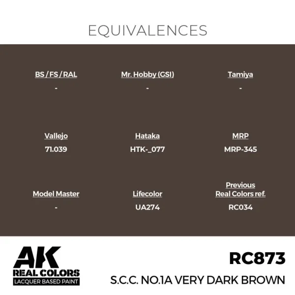AK Interactive - Real Colors: S.C.C. No.1A Very Dark Brown 17 ml. - RC873