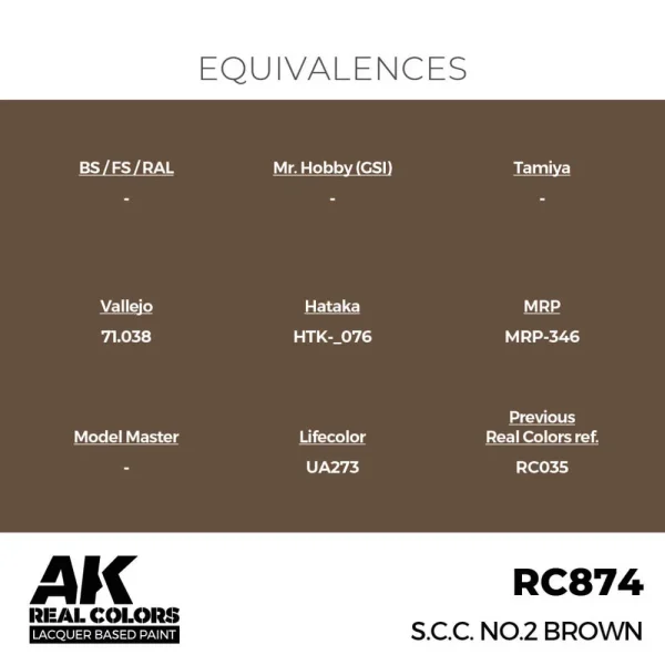 5568336278-1 AK Interactive - Real Colors: S.C.C. No.2 Brown 17 ml. - RC874
