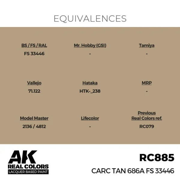 5568336384-1 AK Interactive - Real Colors: CARC Tan 686A FS 33446 17 ml. - RC885