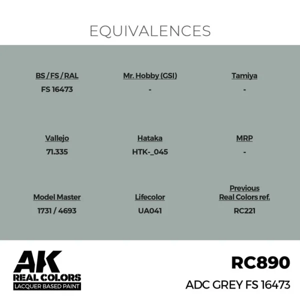 5568336438-1 AK Interactive - Real Colors: ADC Grey FS 16473 17 ml. - RC890