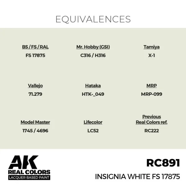 5568336445-1 AK Interactive - Real Colors: Insignia White FS 17875 17 ml. - RC891
