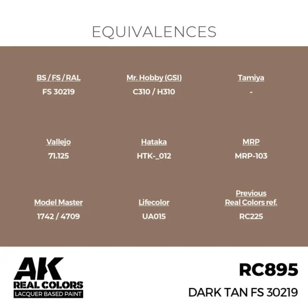 5568336483-1 AK Interactive - Real Colors: Dark Tan FS 30219 17 ml. - RC895