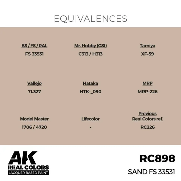 5568336513-1 AK Interactive - Real Colors: Sand FS 33531 17 ml. - RC898