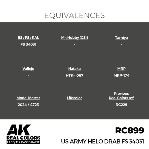 AK Interactive - Real Colors: US Army Helo Drab FS 34031 17 ml. - RC899