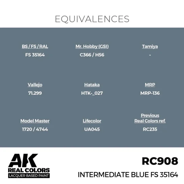 5568336612-1 AK Interactive - Real Colors: Intermediate Blue FS 35164 17 ml. - RC908