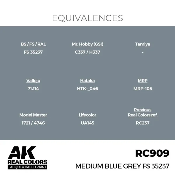 AK Interactive - Real Colors: Medium Blue Grey FS 35237 17 ml. - RC909