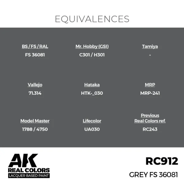 5568336650-1 AK Interactive - Real Colors: Grey FS 36081 17 ml. - RC912