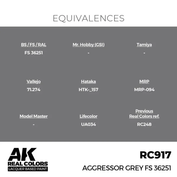 AK Interactive - Real Colors: Aggressor Grey FS 36251 17 ml. - RC917