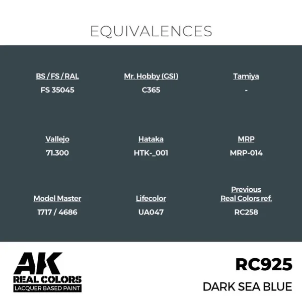 5568336780-1 AK Interactive - Real Colors: Dark Sea Blue 17 ml. - RC925