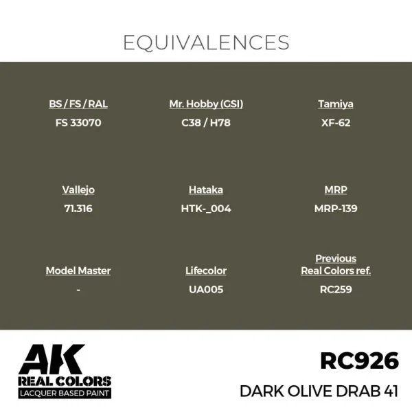 AK Interactive - Real Colors: Dark Olive Drab 41 17 ml. - RC926