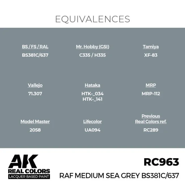 AK Interactive - Real Colors: RAF Medium Sea Grey BS381C/637 17 ml. - RC963
