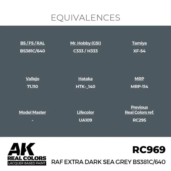 5568337220-1 AK Interactive - Real Colors: RAF Extra Dark Sea Grey BS381C/640 17 ml. - RC969