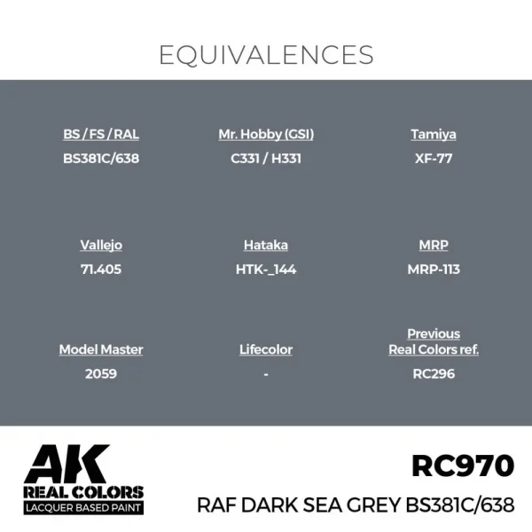 5568337237-1 AK Interactive - Real Colors: RAF Dark Sea Grey BS381C/638 17 ml. - RC970