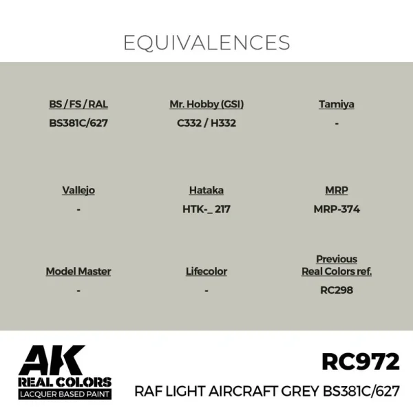 5568337251-1 AK Interactive - Real Colors: RAF Light Aircraft Grey BS381C/627 17 ml. - RC972