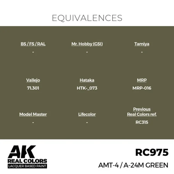 5568337282-1 AK Interactive - Real Colors: AMT-4 / A-24M Green 17 ml. - RC975