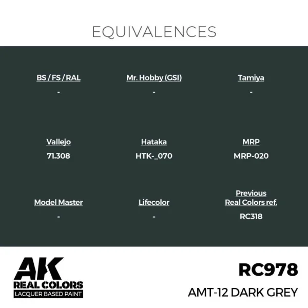 AK Interactive - Real Colors: AMT-12 Dark Grey 17 ml. - RC978