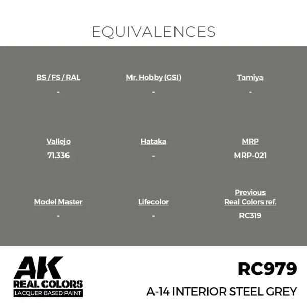 5568337329-1 AK Interactive - Real Colors: A-14 Interior Steel Grey 17 ml. - RC979