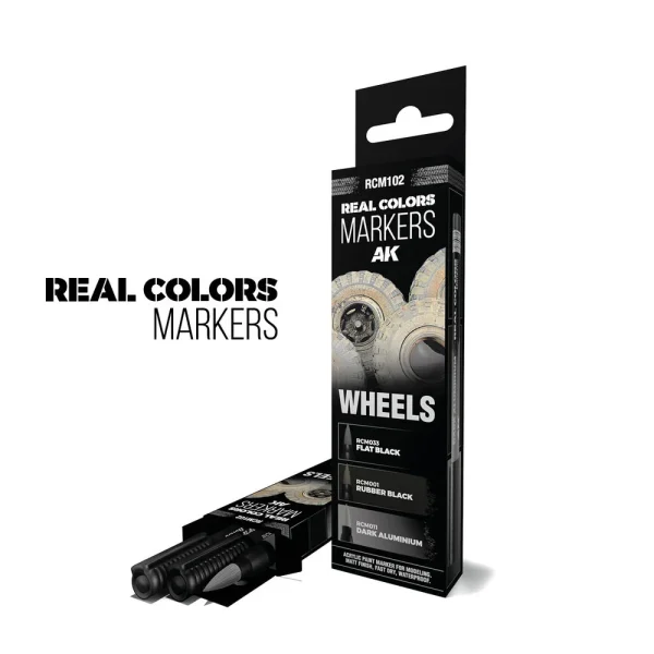 AK Interactive – WHEELS – SET 3 REAL COLORS MARKERS – RCM102 - AK Interactive - Ludik Vault